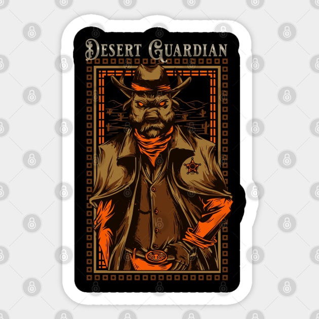 Desert Guardian Minotaur T-Shirt /Western Myth Tee Mythical Sheriff Shirt Sticker by Urbanprint